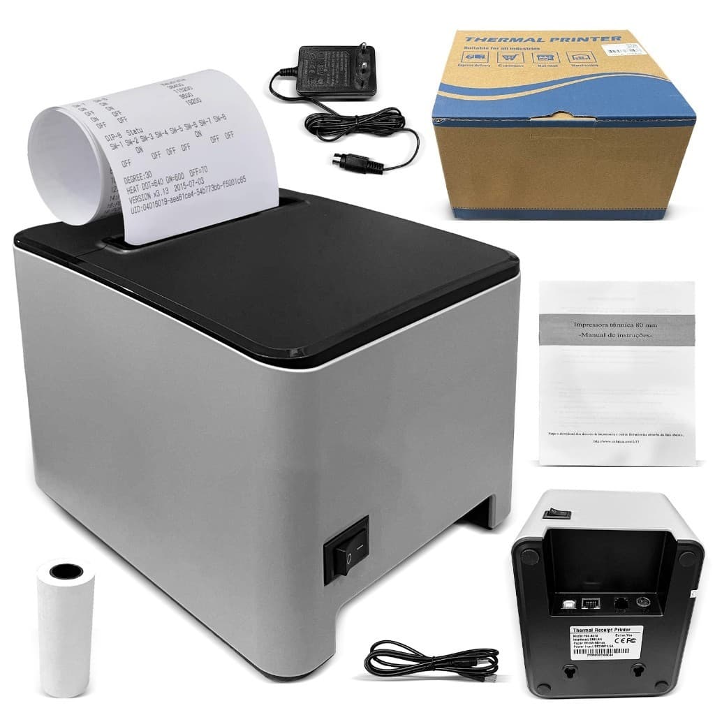 Impressora Térmica 80mm USB/BT 220-300mm/s - Para Comércio, Delivery e Varejo