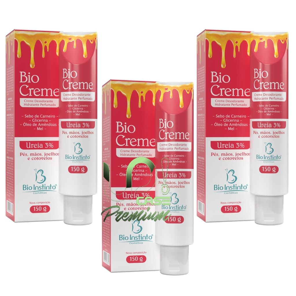 Kit 3 Unidades BIO CREME Hidratante Perfumado Para Pés e Mãos BISNAGA150g Bio Instinto