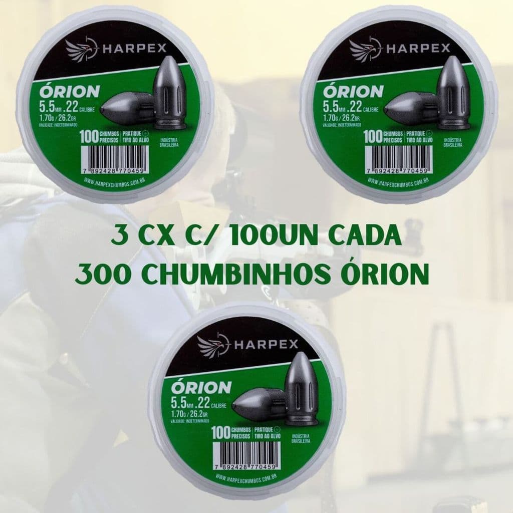 Kit 300 Chumbinhos Harpex Órion 5.5mm Heavy 1,70g – Precisão PCP GR Mola