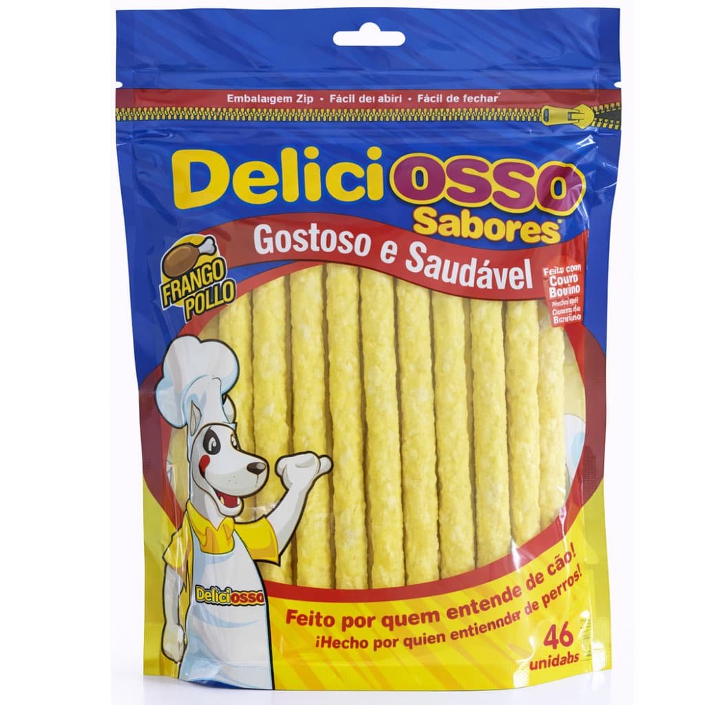 PETISCO CAO MASTIGAVEL OSSO DELICIOSSO FRANGO FINO 200G