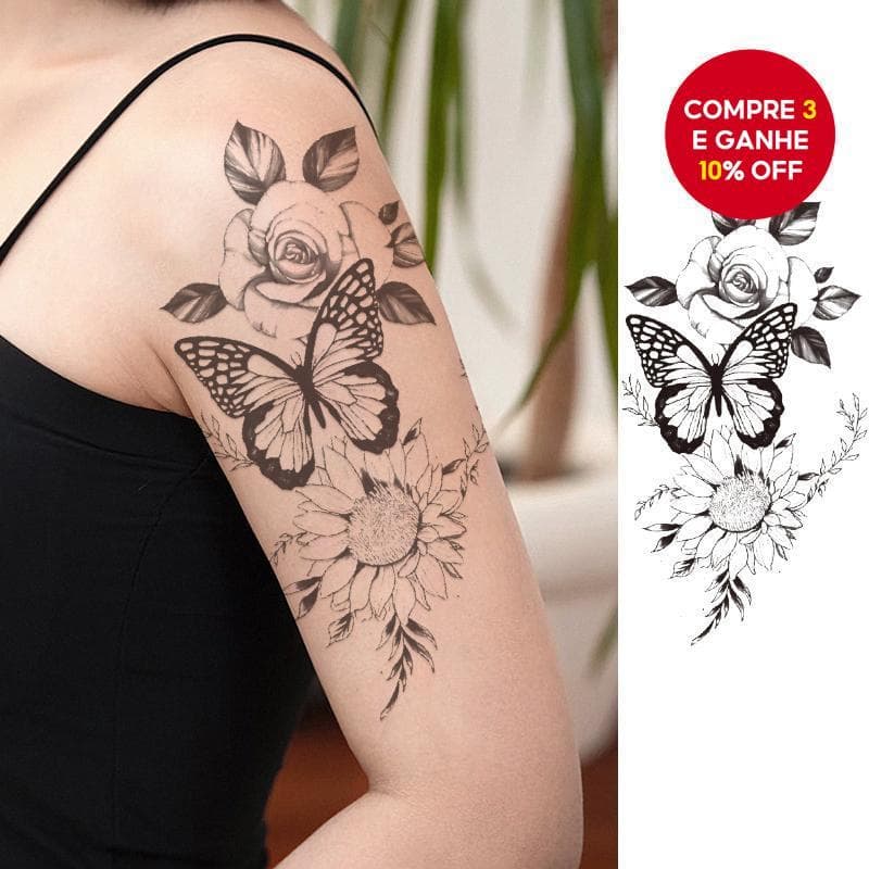Borboleta Ama Flores À Prova D'água Flor Tatuagem Temporária Unissex Design Não Reflexivo Realista