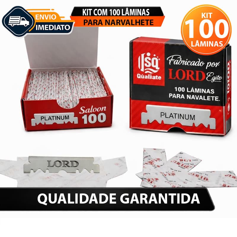 Lâminas 1/2 P/ Barbeador Navalha 100un Inox Platinum - Lord