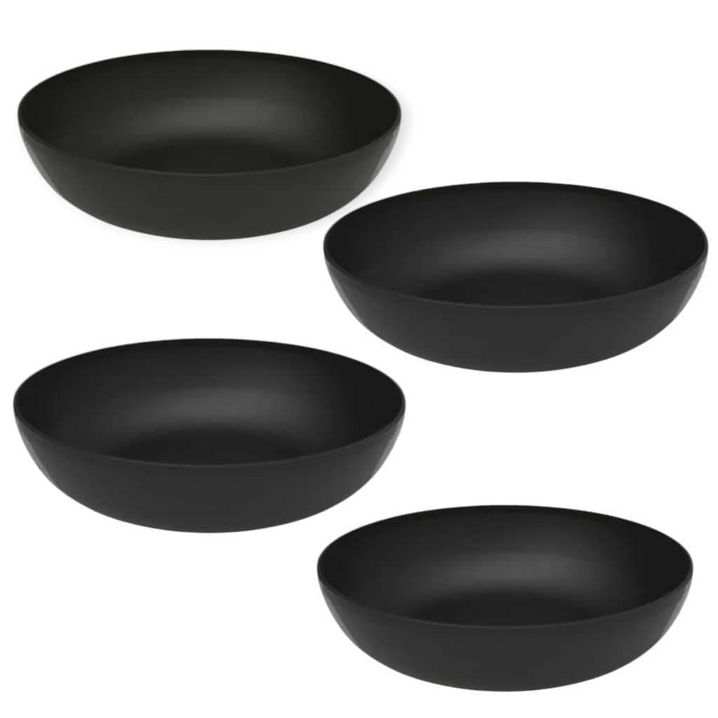 Kit Jogo 4 Pratos Fundo Colors Preto 1000ml - Helsim