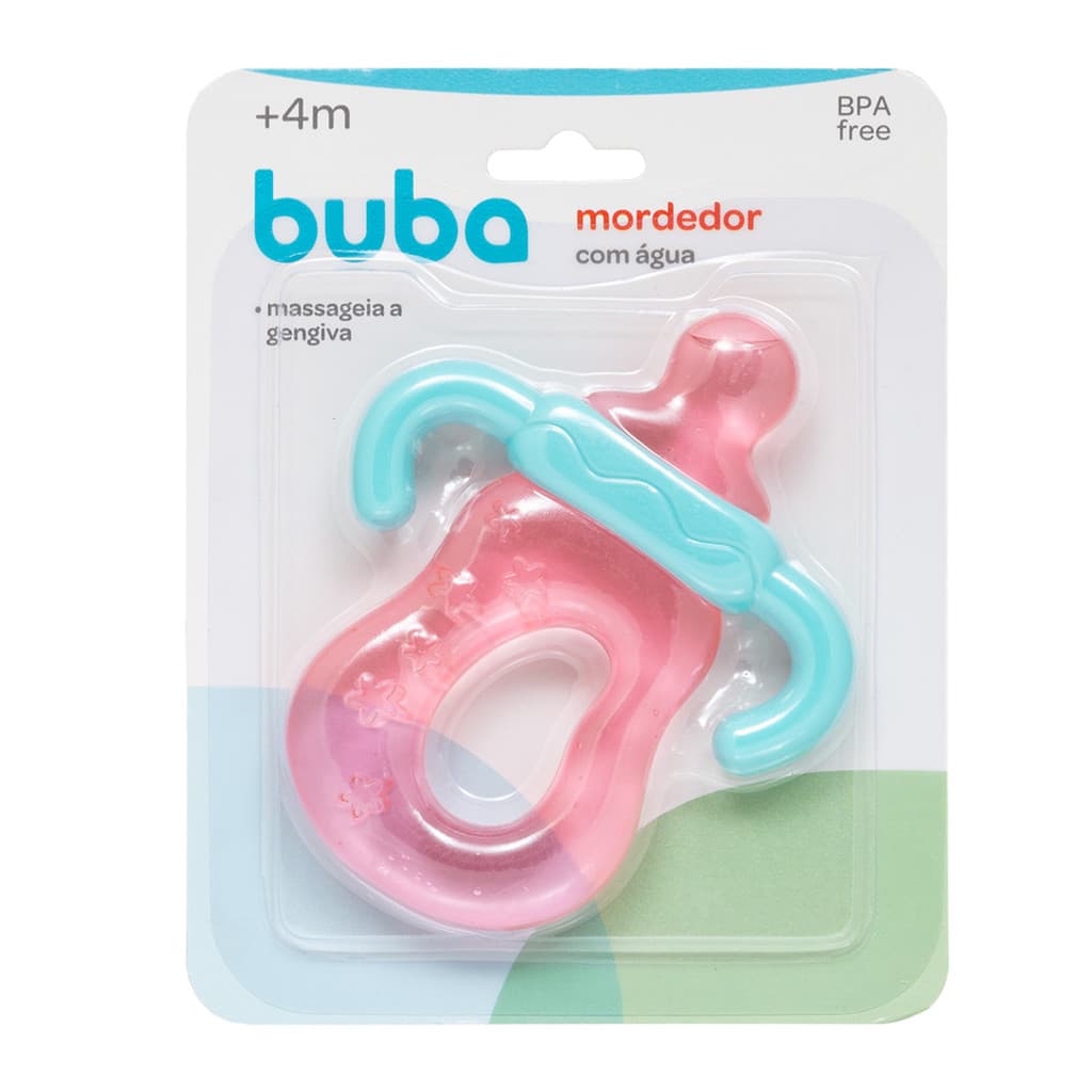 Mordedor com Água Buba Mamadeira Resfriável Rosa