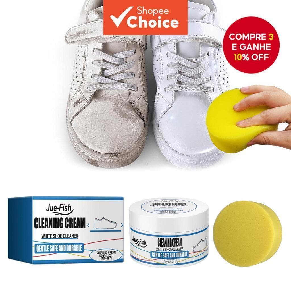  Jue-Fish Limpador de Calçados para Tênis Brancos Remoção de Manchas Polidor de Calçados Clareamento Limpeza