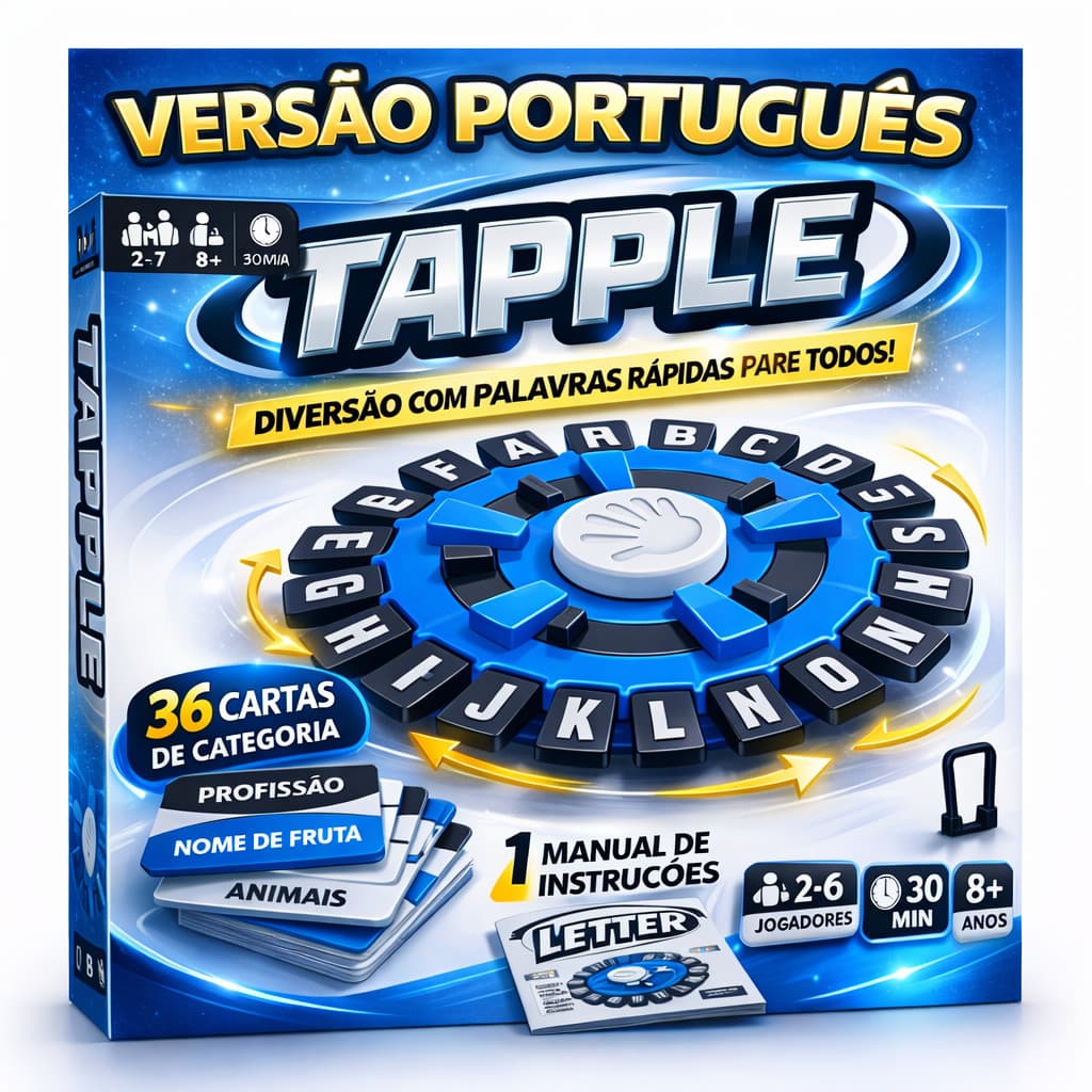 Tapple Jogo Rápido De Palavras Alfabeto Maluco Tabuleiro Educativo para Crianças Divertido Portugues