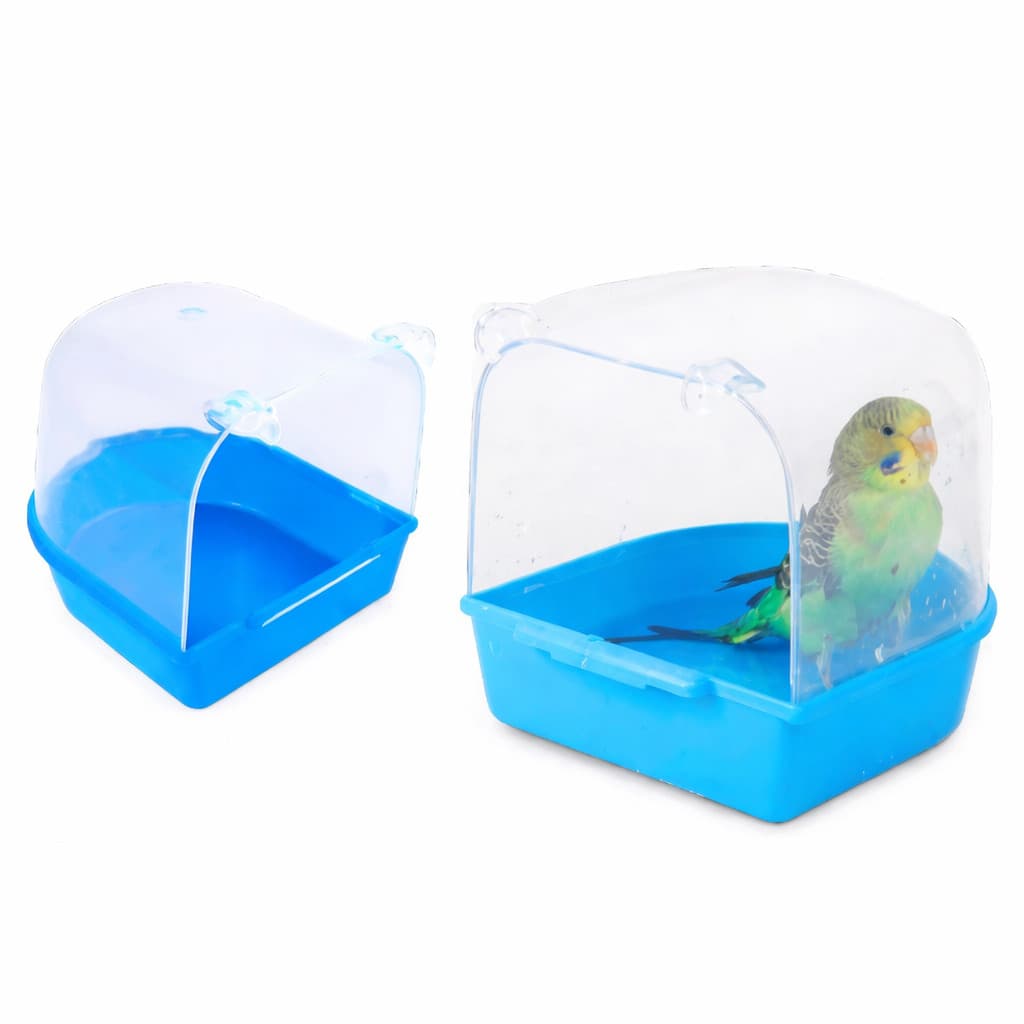 Banheira de Pássaro com Tampa Transparente 14x13x14 cm Diversas Cores