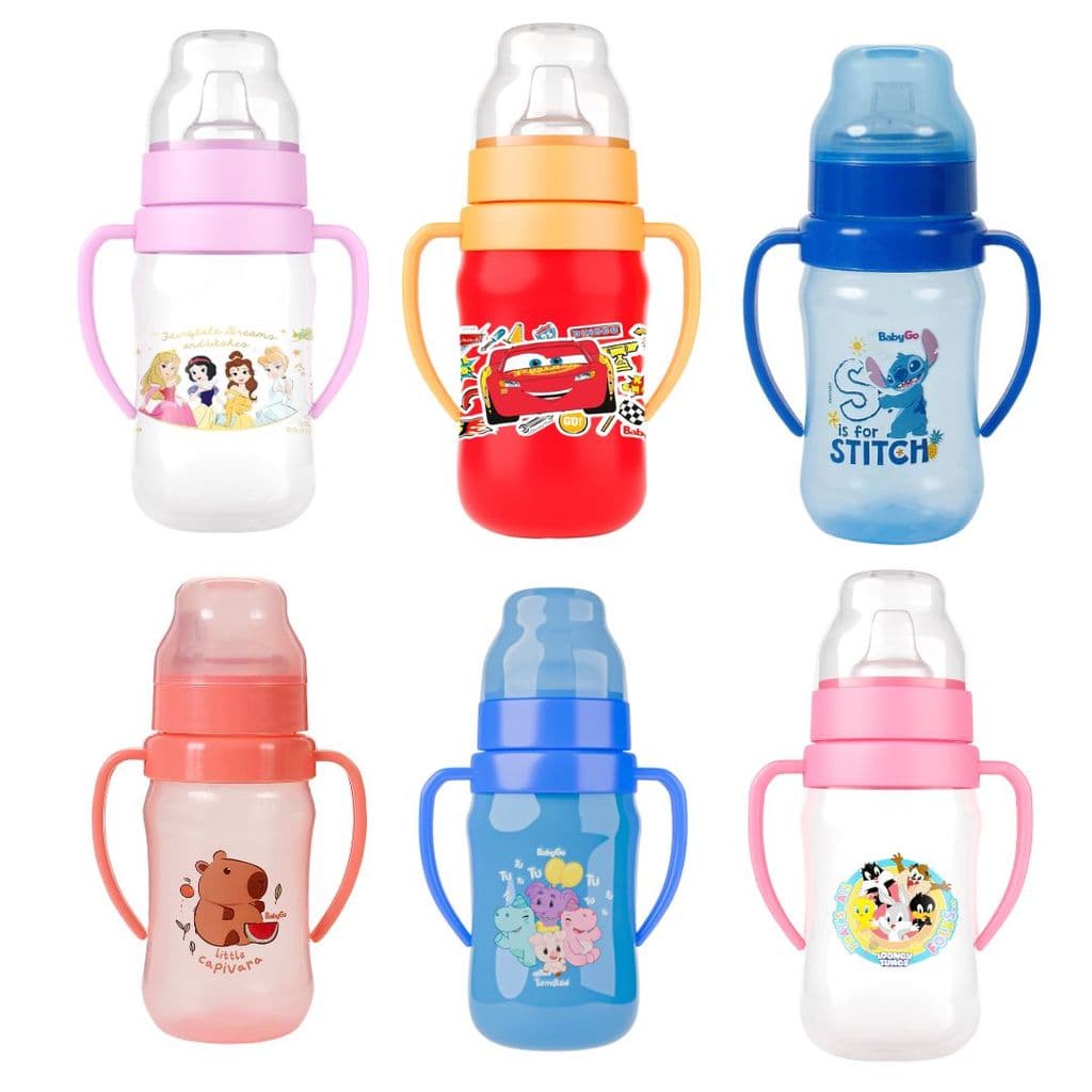 Super Copo de Treinamento Infantil com Alças 300ml BabyGo Diversas Estampas Disney, Looney Tunes
