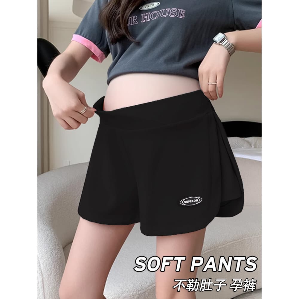 Shorts de maternidade feminino verão estilo fino exterior usar perna larga cintura baixa Casual calças de segurança de c