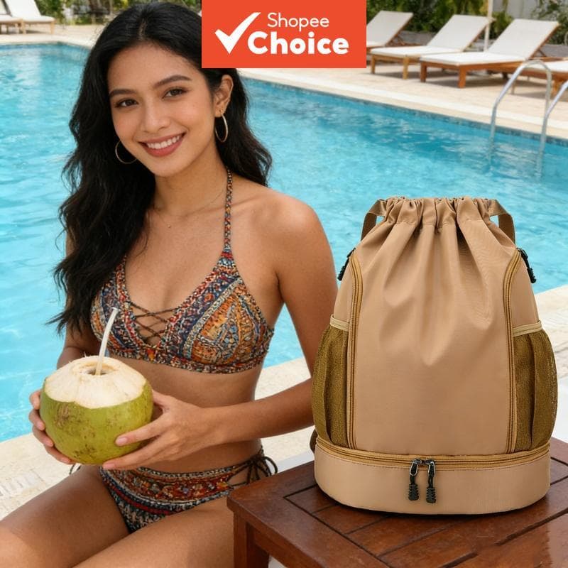  Grande capacidade para bolsas femininas, sacola à prova d'água com cordão, multifuncional, adequada para atividades