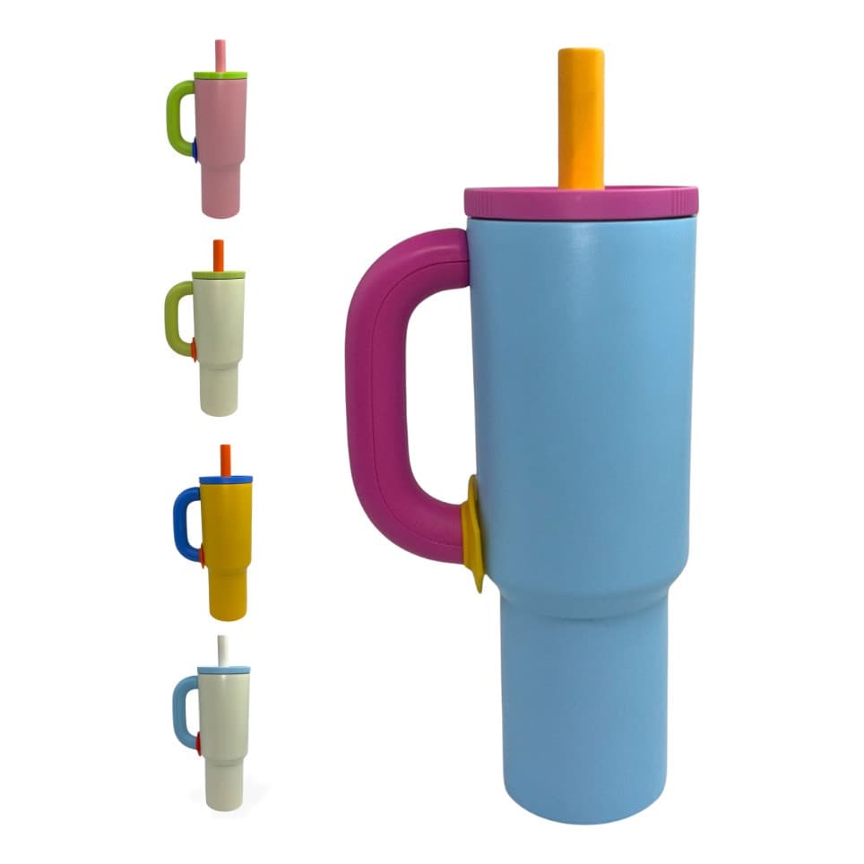 Garrafa Térmica 1.2l Colorido C/ Alça E Canudo Antivazamento