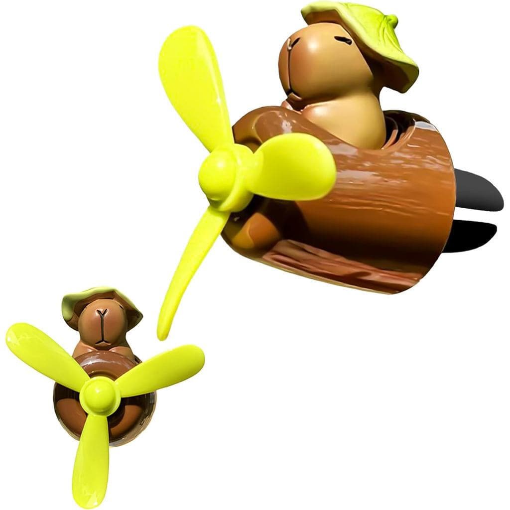 Ambientador De Carro Capivara-Difusor Piloto De Desenho Animado Marrom Fofo Hélice Rotativa Ventilador De Saída De Ar Pa