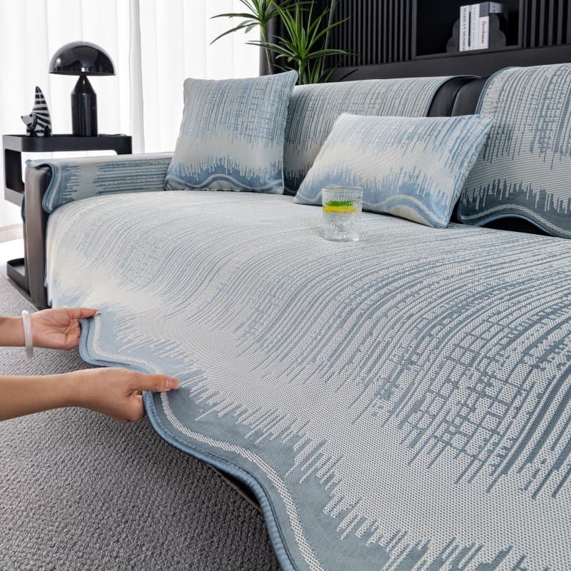 2026 Novo Estilo Verão Almofada de Sofá de Seda Gelo 2026 Verão Fresco Sensação Fixa Antiderrapante Escape Reto Tapete L
