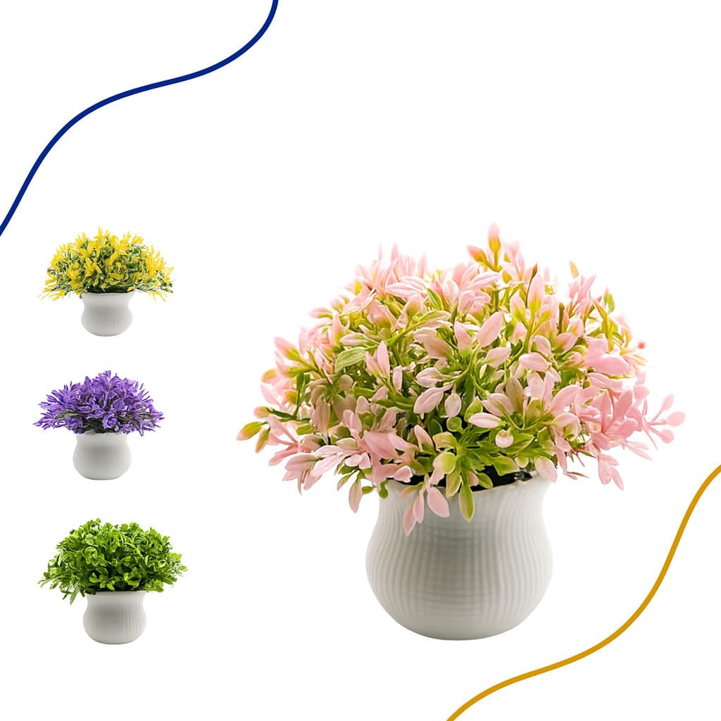Kit 4 Arranjos Plantas Artificiais com Vasinhos Decorativos Decoração P Ambientes