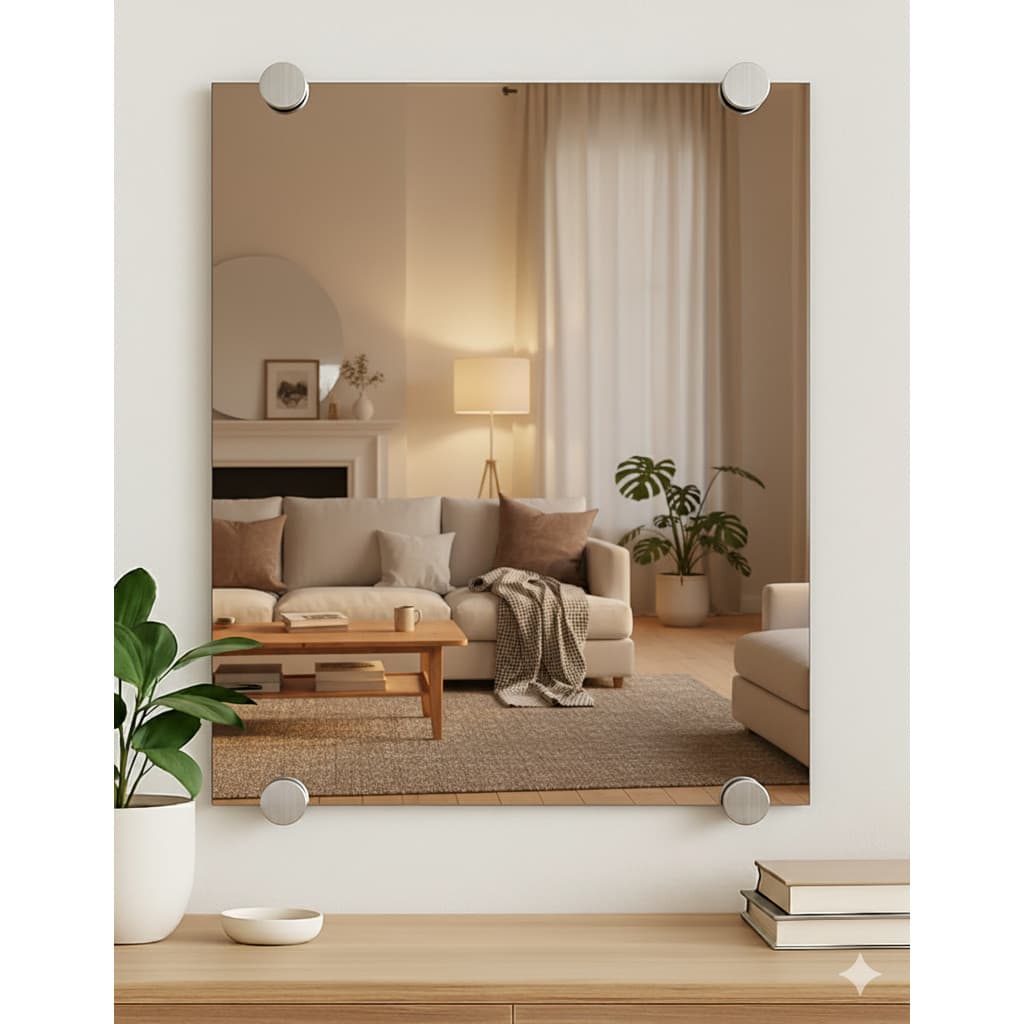 Espelho Retangular Lapidado 50x40cm 4mm Com Kit Instalação