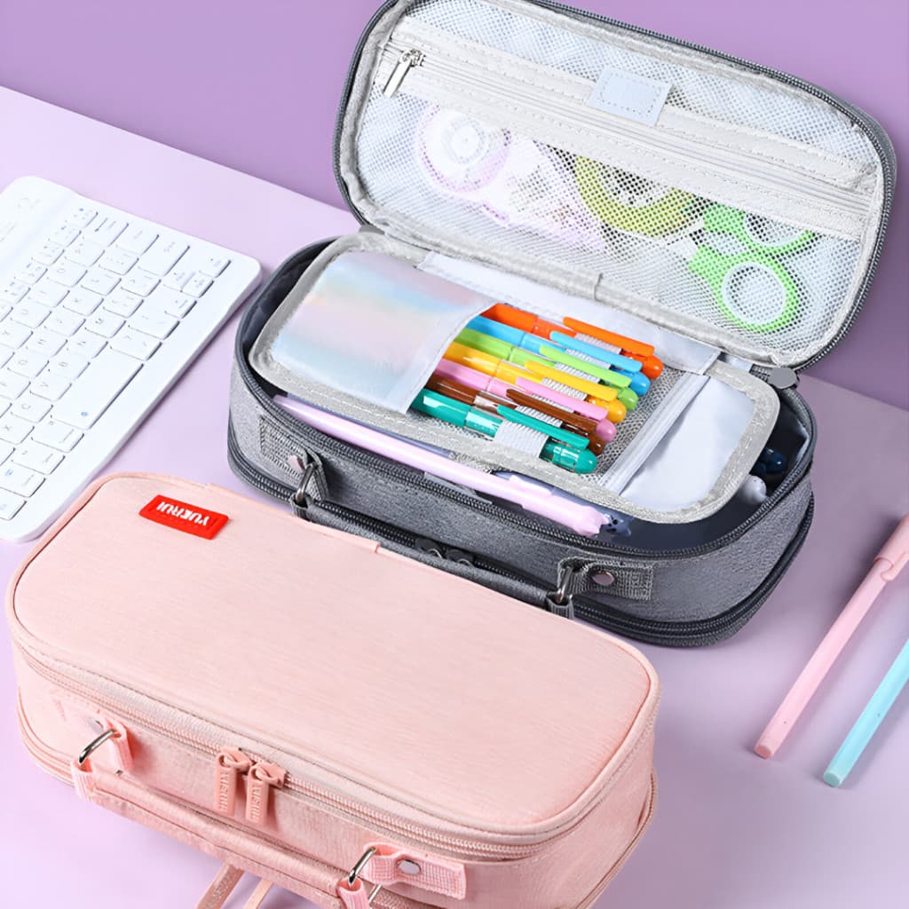 Estojo Escolar Grande Capacidade com Vários Compartimentos Portátil