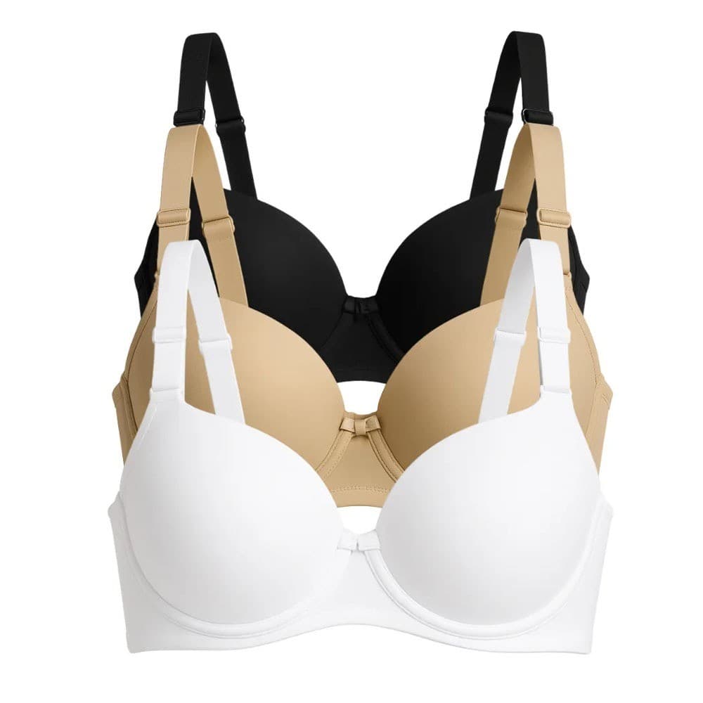 Sutiã Reforçado Microfibra Kit c/3 Bojo Alça  Aro Sustentação Confortavel Soutien Soutian Liso Adulto ao Infantil