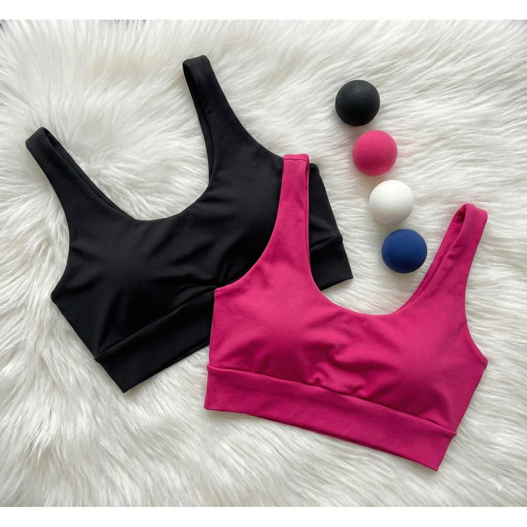 Kit 2 Tops Cropped Fitness Sem Bojo Cós Largo Treino Casual Academia Preto Branco Azul Rosa
