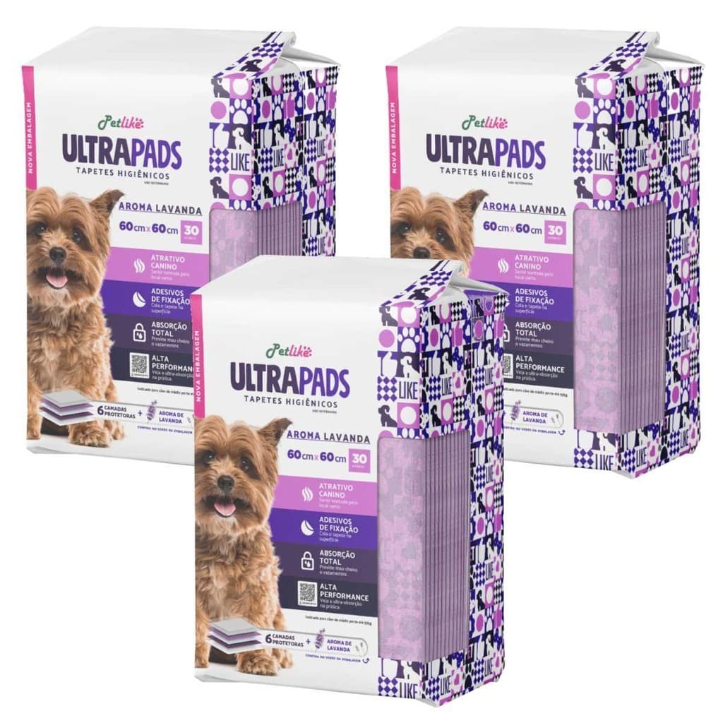Tapete Higiênico Pet P/ Cães Ultra Pads Lavanda 60x60 90Un