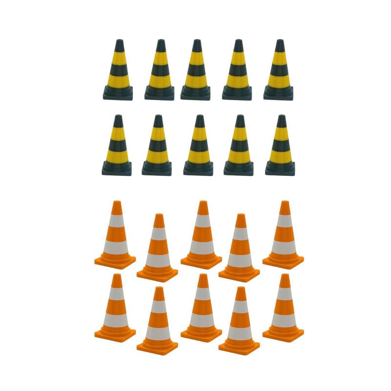 Kit 10 Cones Miniatura Escala 1:18 para Diorama