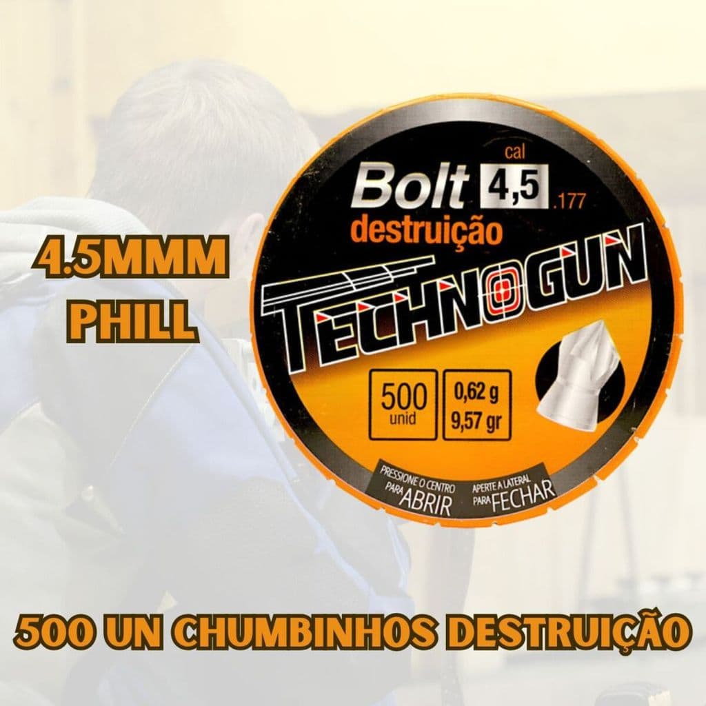 Chumbinho Technogun Bolt 4.5mm .177 0,62g 9.57gr 500un GR MOLA