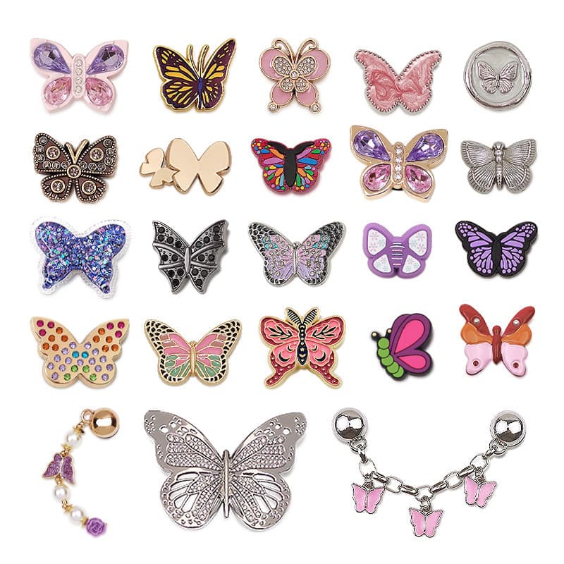 100 # Miss Zoe Jibtz Metal Borboleta Buraco Sacos Acessórios Bonito Dos Desenhos Animados