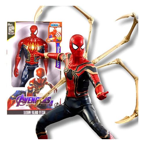 Boneco Homem-aranha Articulado 30cm Com Luz E Som Vingadores