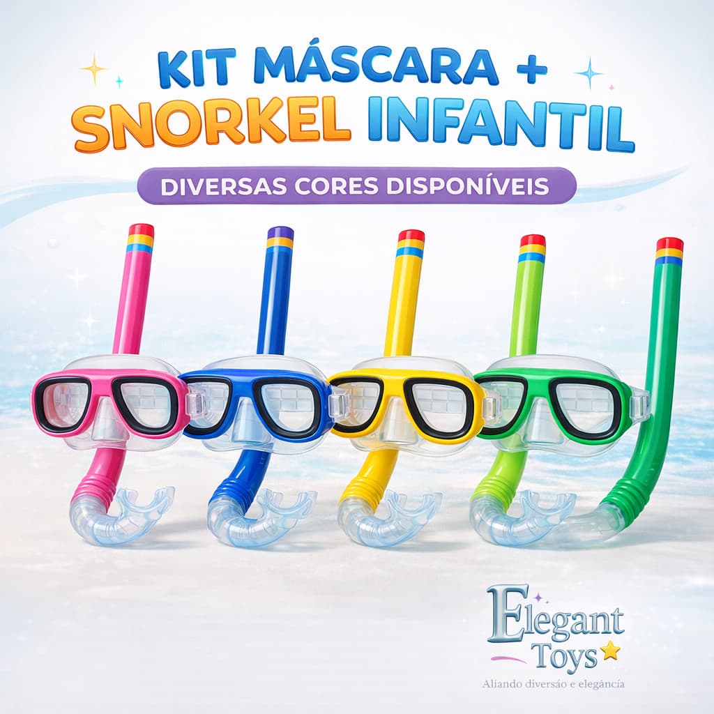 Kit Mergulho Infantil Máscara Snorkel Óculos Completo Esporte Aquático Praia Viagens