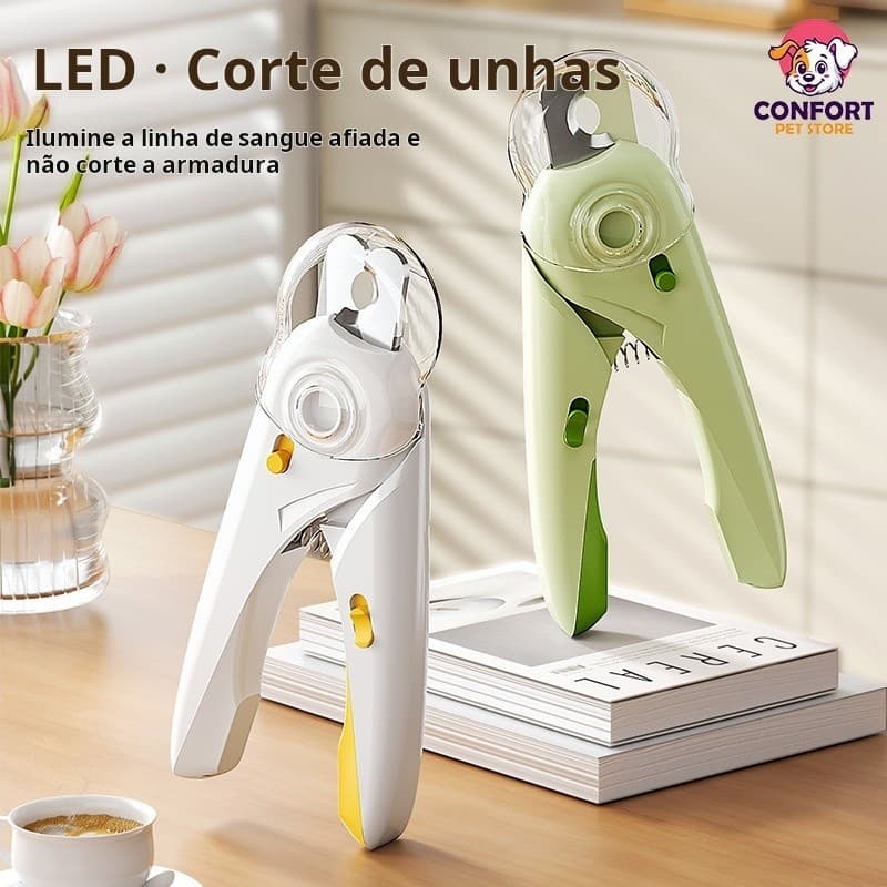 Cortador de Unha Pet com Luz LED e Trava de Segurança Cortador De Unhas Para Cães e Gatos Kit Alicate e Lixa Com Luz