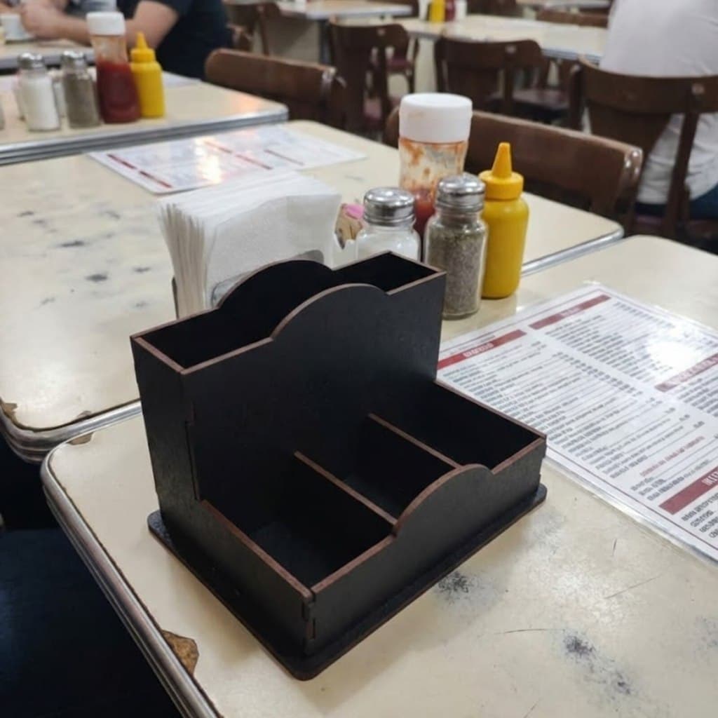 Kit 10 Porta-Guardanapo em MDF com Divisórias Preto