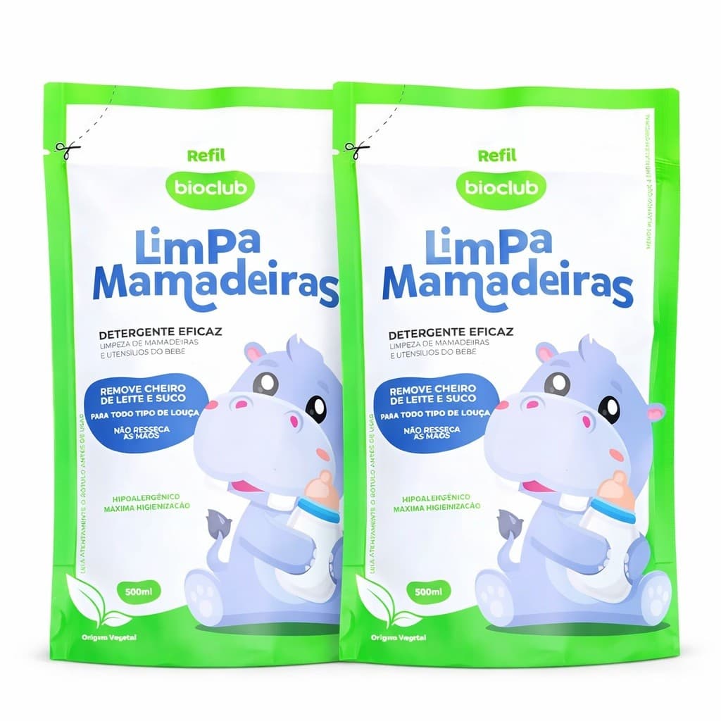 2 Unidades Limpa Mamadeiras Vegano Detergente Elimina Odores 500ml