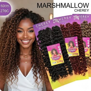 Cabelo Cacheado Bio Orgânico Marshmallow 270g | Crochet Braid com Cachos Naturais e Macios