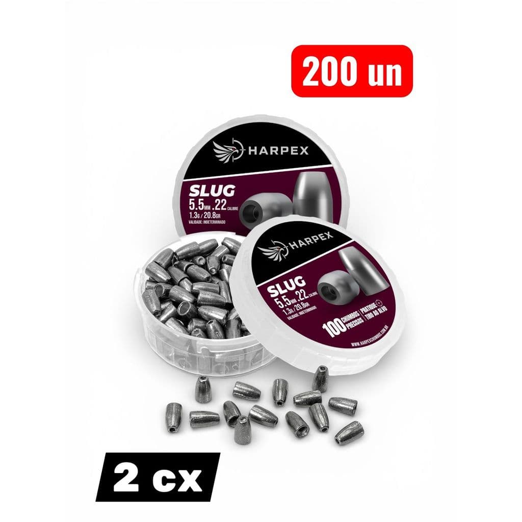 Kit 2 cx Chumbinho SLUG 5.5mm Harpex - 200 und / LANÇAMENTO 2026