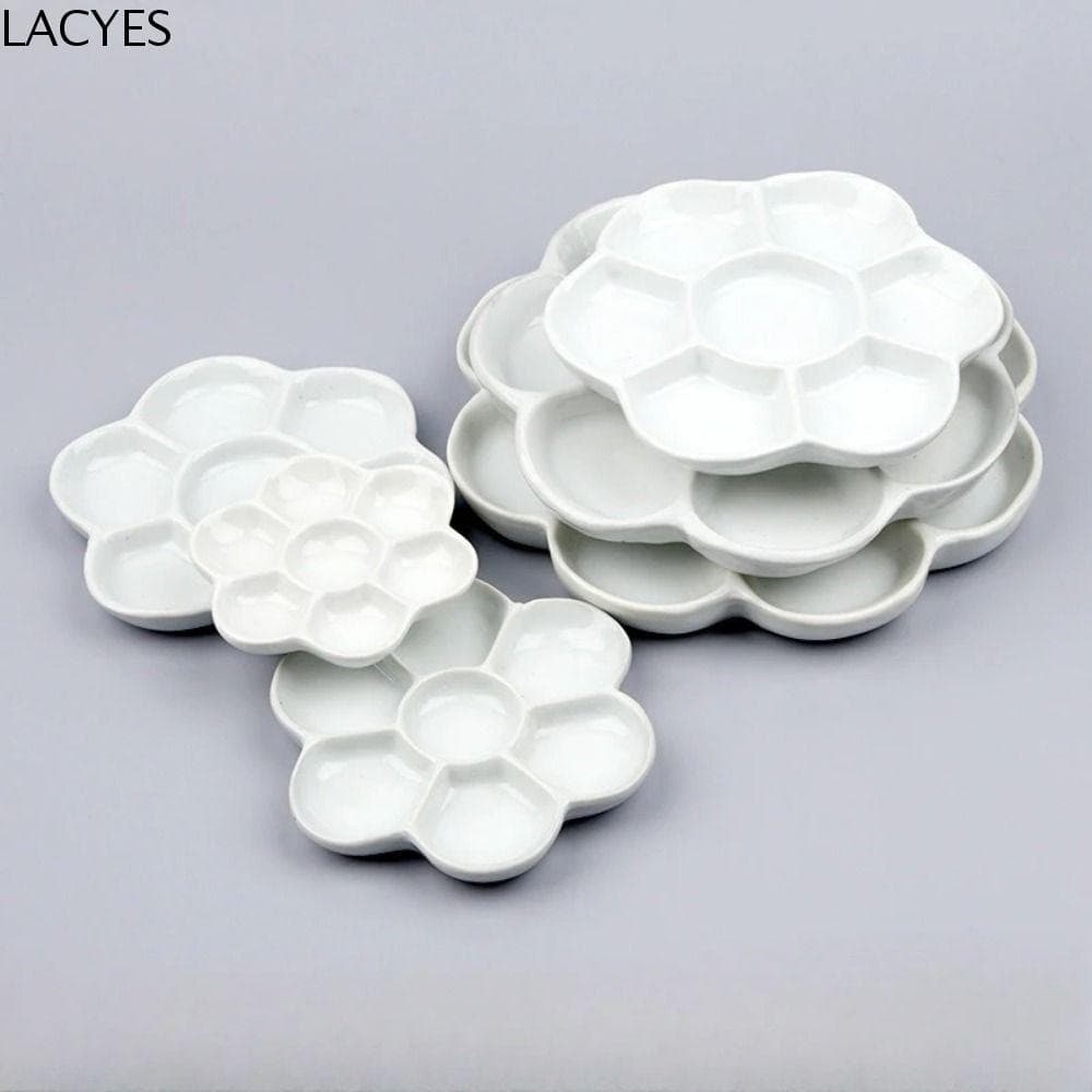 Bandeja De Paleta De Pintura LACYES , Porcelana Branca De Cerâmica , Placa De Flor De Ameixa Em Forma 3 Tamanhos