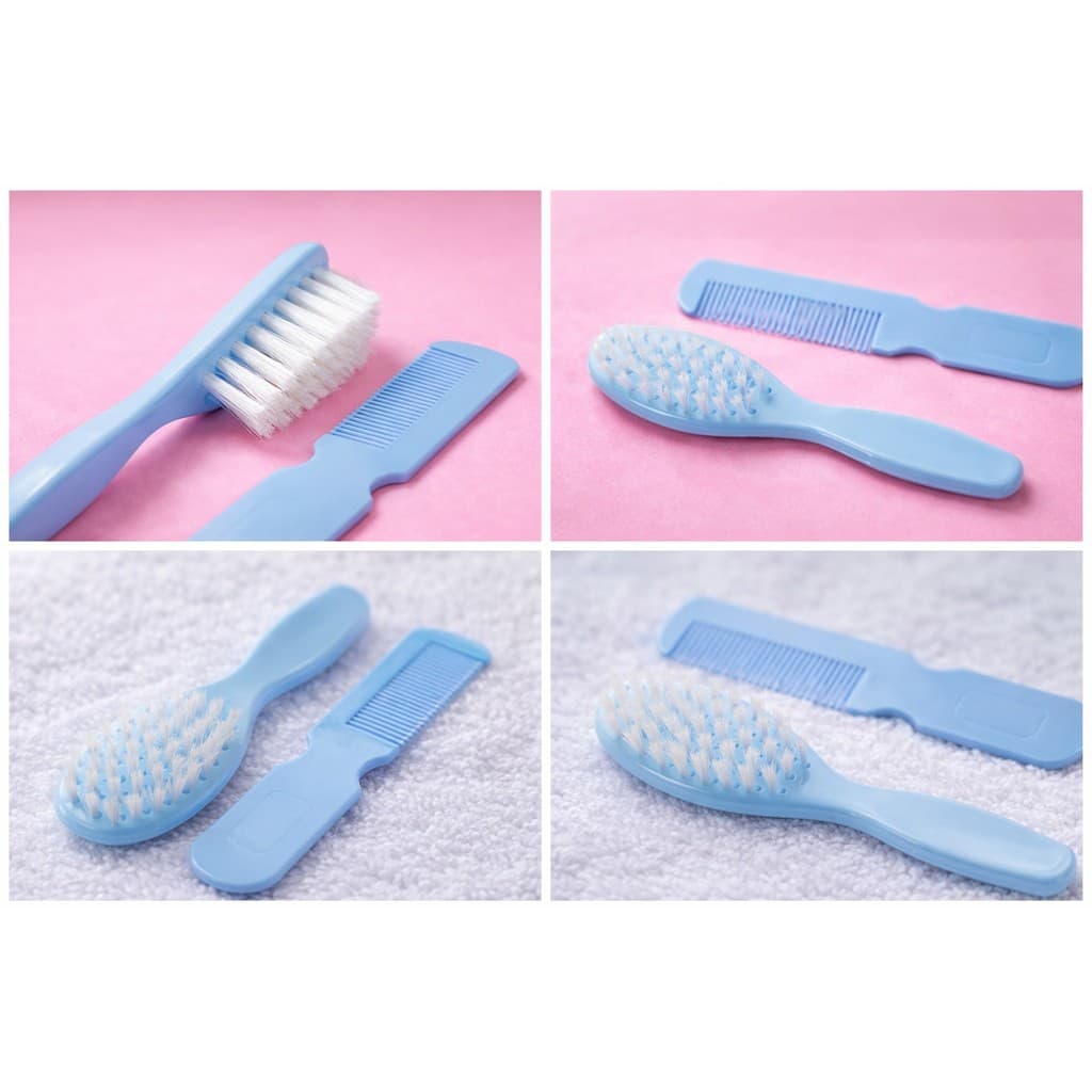 Kit Escova e Pente Bebê Recém nascido Cerdas Macias Higiene Infantil