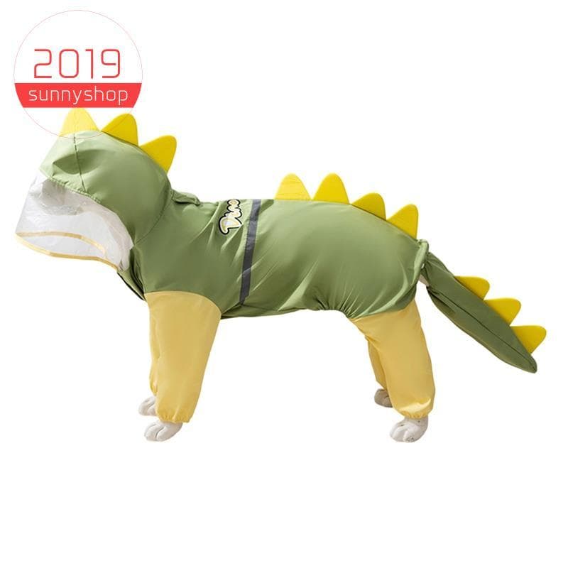 [Bestseller S] Capa De Chuva De Dinossauro Para Cachorro Grande Roupas À Prova D'água Golden Retriever Pet Verão Com Tud