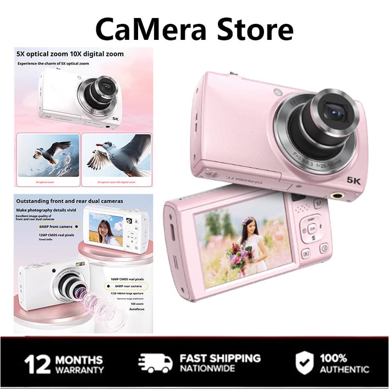 Novo 5X Zoom Óptico Câmera Digital Estudante Festa Selfie Beleza Casa HD De Tiro