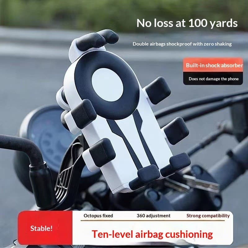 Suporte de celular com airbag à prova de choque e antivibração em formato de polvo para motocicletas, bicicletas elétric