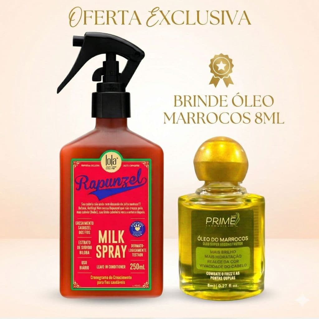 Lola Cosmetics Milk Spray Rapunzel 250ml + BRINDE ÓLEO DE MARROCOS PRIME