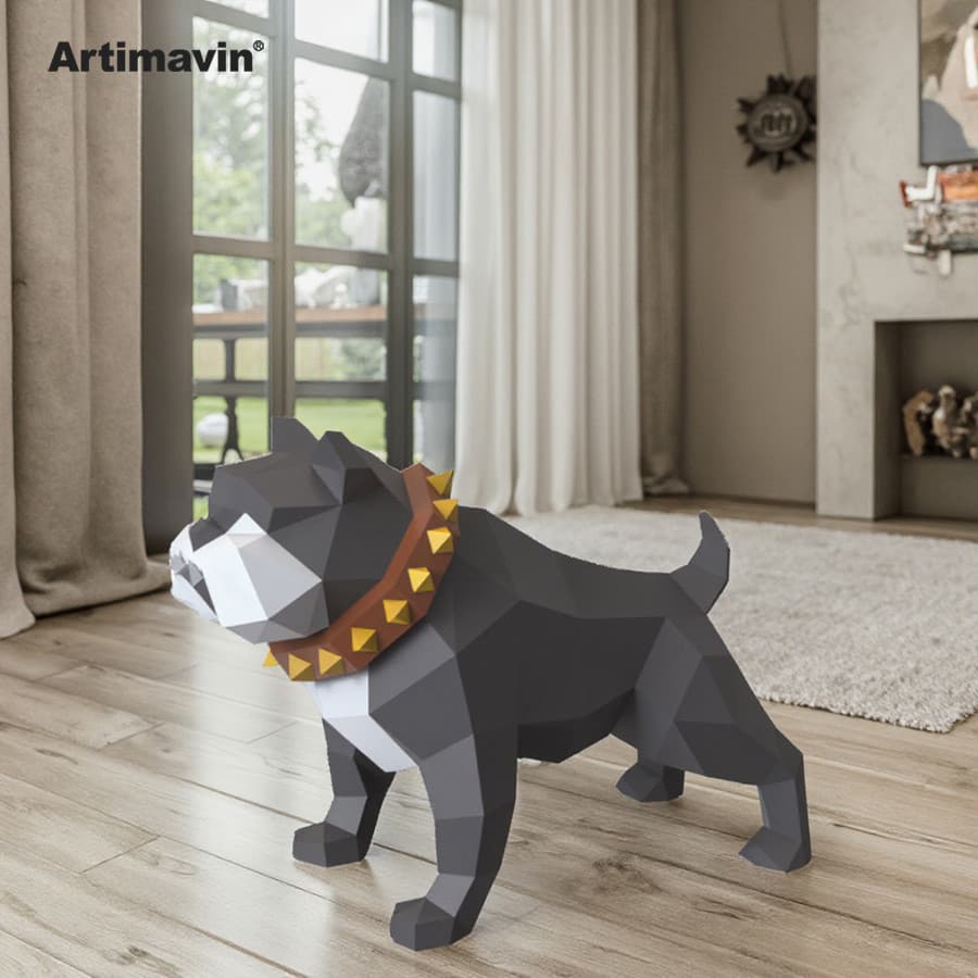 MOMO molde de papel tridimensional Bulldog Diy criativo tridimensional Origami ornamentos decorativos artesanato present