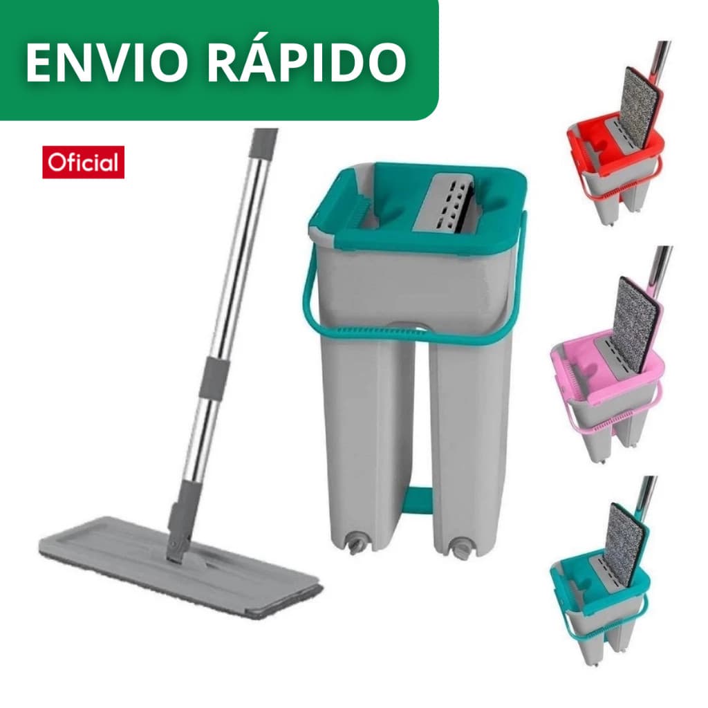 Flat Mop 1 Refil 5 Litros Esfregão Com Balde Rodo Mágico Lava Seca Tira Pó
