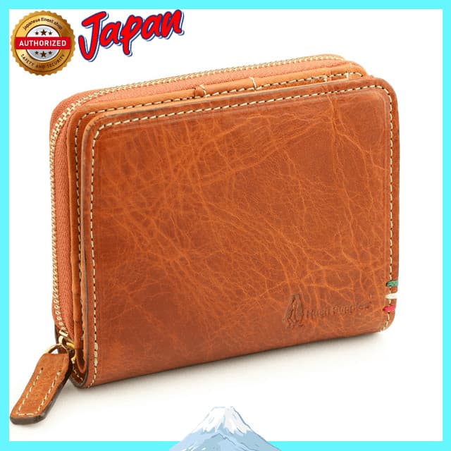 [Hash Puppy] Carteira dobrável com zíper redondo em couro italiano "Rally"