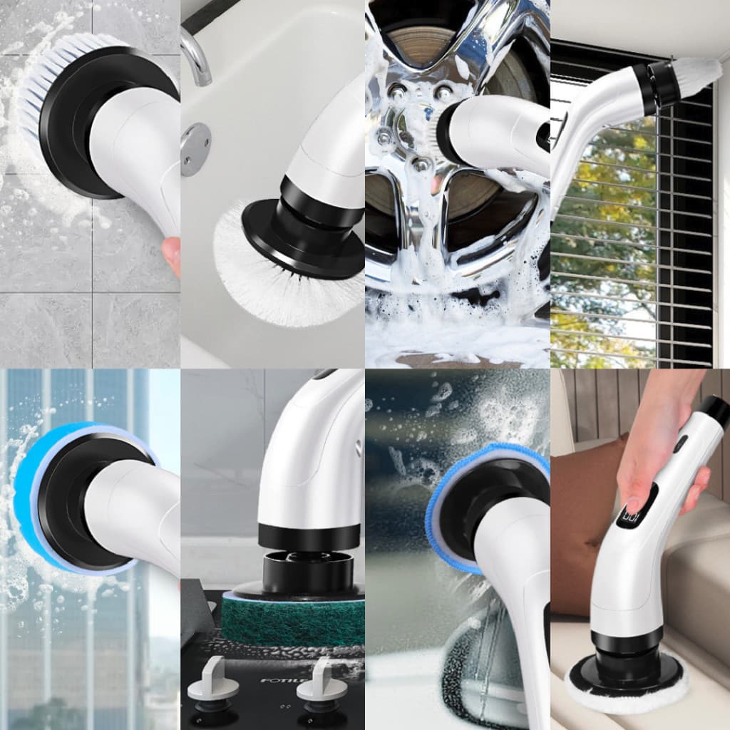 Escova De Limpeza Elétrica Multiuso Portátil 7 Em 1 Com Cabo Purificador Recarregável