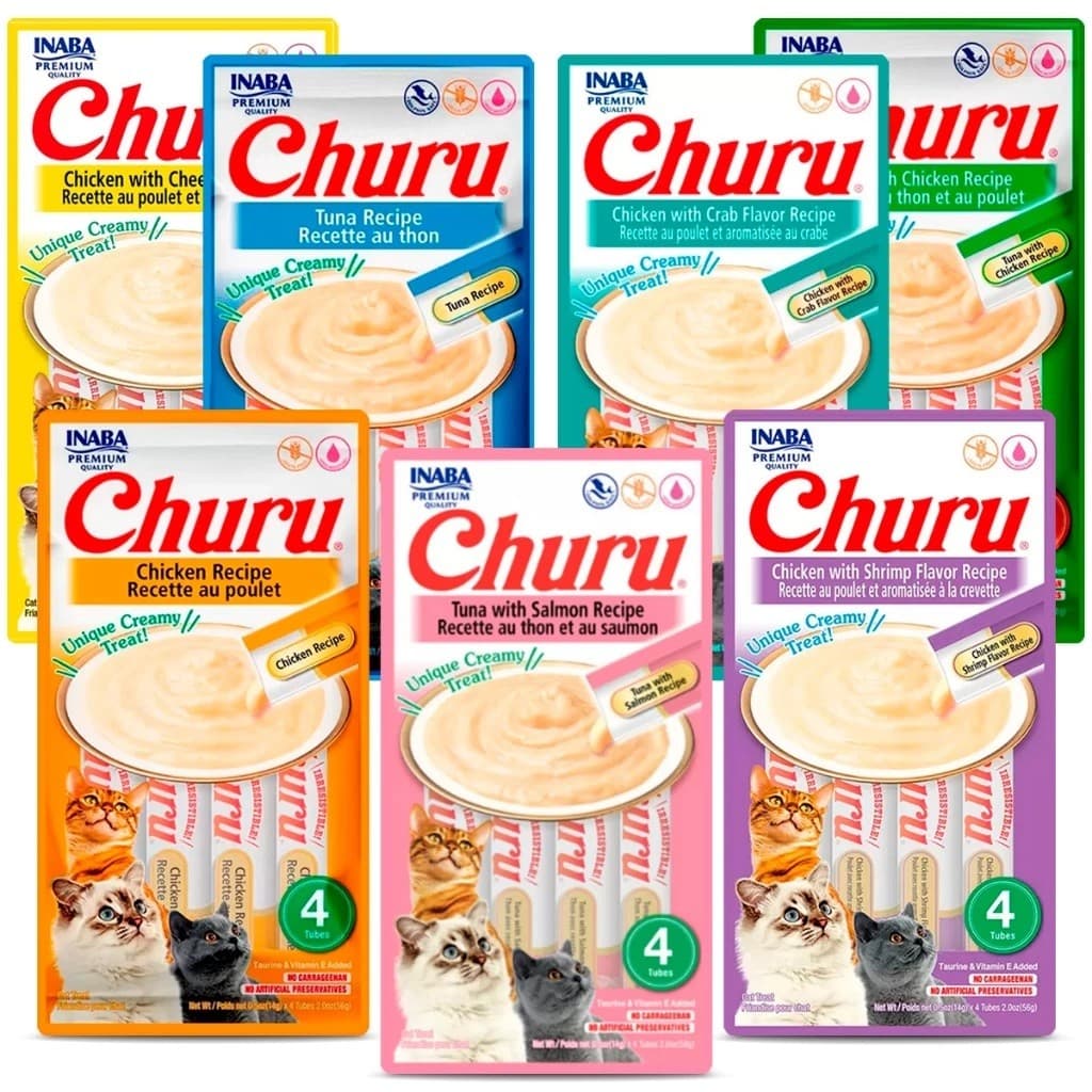 Petisco Para Gatos Churu 56g Contém 4 Tubets De 14g Cada - Vários Sabores