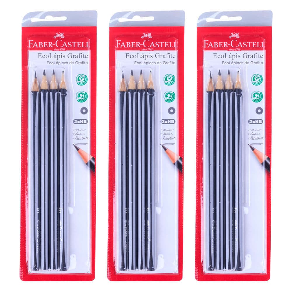 Kit de Lápis Grafite Faber-Castell Max Preto Nº2 com 12 Unidades