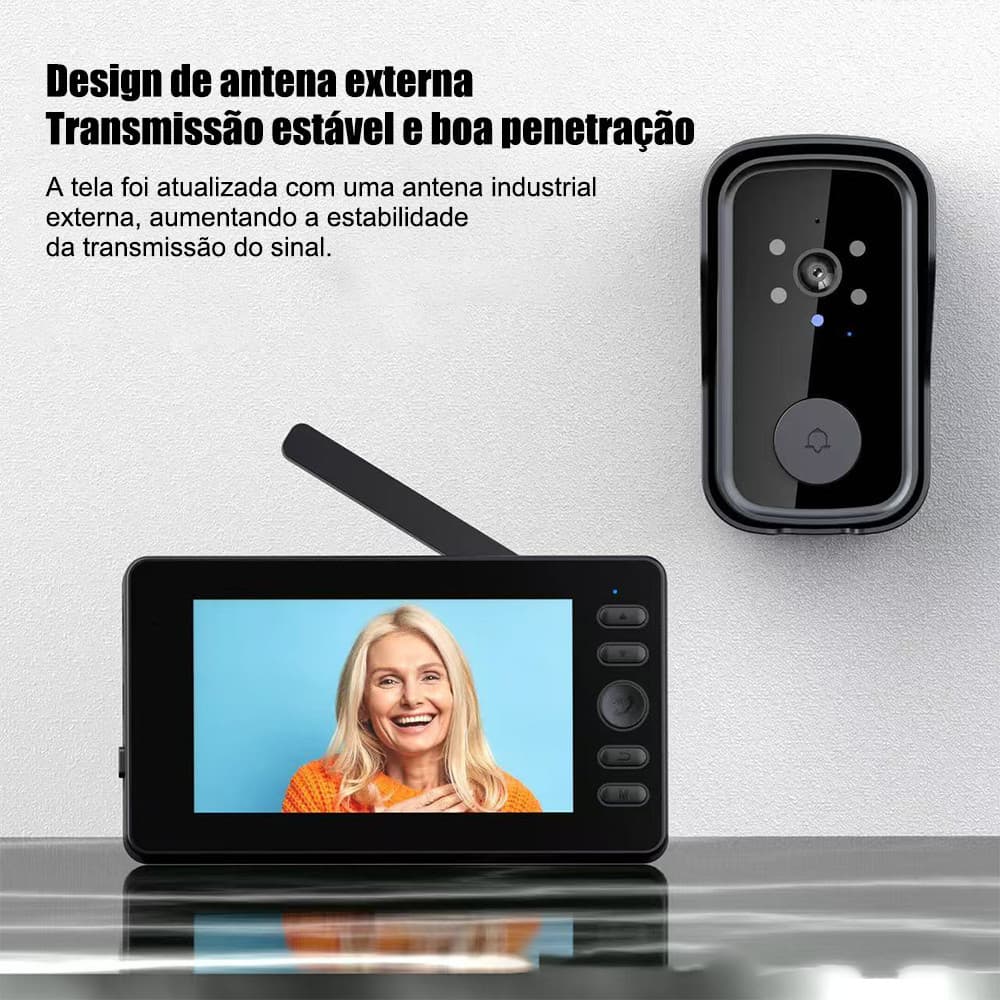 Campainha Visual Sem Fio com Tela - Segurança Inteligente para Sua Casa | Modelo M10s