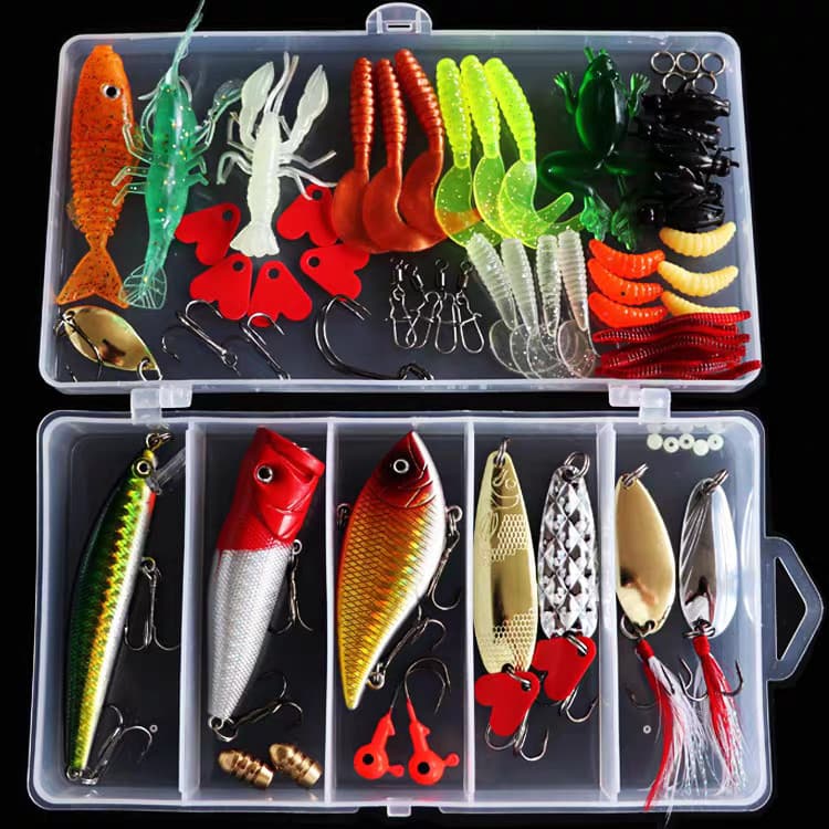 Kit de acessórios de pesca de 28pcs/71 pcs-combinação de anzol de isca-com caixa, adequado para água salgada e água doce