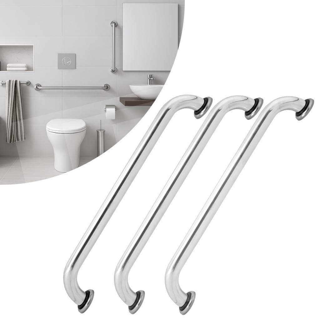 Kit 3 Barra De Apoio Alça Para Banheiro Alumínio Polido com fixação quadrupla