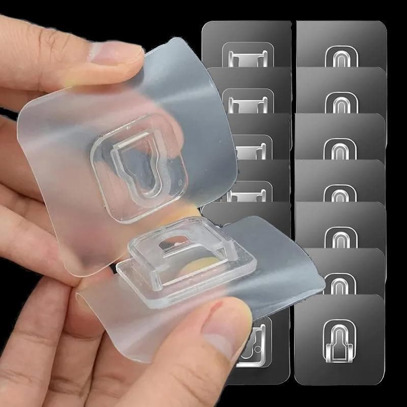 Kit 20/40/60 Peças Ganchos Adesivos Dupla Face Transparentes Sem Furos Para Banheiro Quarto Cozinha Multiuso