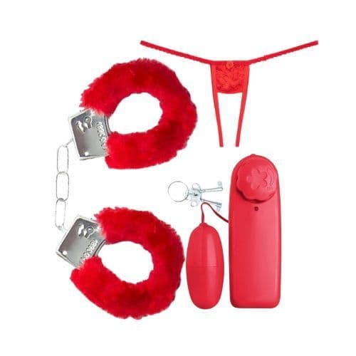 Kit Atrevidinha - Algema Pelúcia - calcinha Vem beijar e bullet com vibração sexy shop produtos eróticos